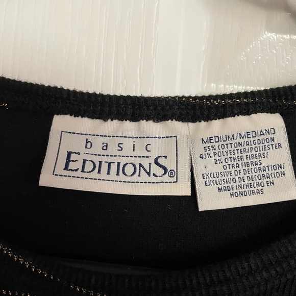 BASIC EDITIONS Striped Long Sleeve Top, Women’s M, Black Gold - Picture 6 of 6